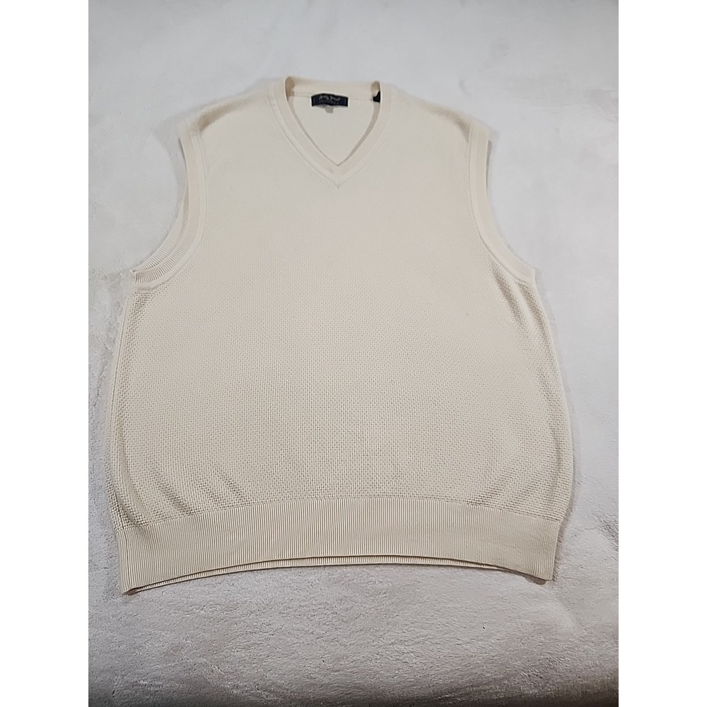 Bobby Jones Cream Knir Golf V-neck Vest‎ Size Large